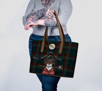 I Don't Give a Crop - Classy Equine Plaid - Vegan Leather Tote Bag