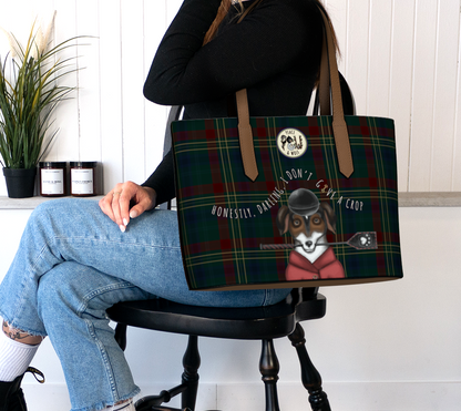 I Don't Give a Crop - Classy Equine Plaid - Vegan Leather Tote Bag