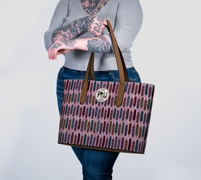 Cotton Candy Feathers - Vegan Leather Tote Bag