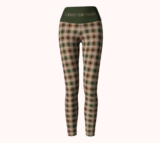 Stirrup Some Trouble & Fields of Freedom Plaid - Ecofriendly Ecopoly Yoga Leggings