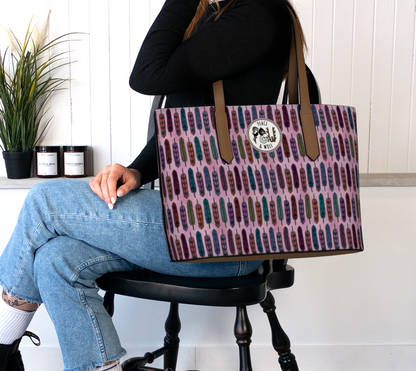 Cotton Candy Feathers - Vegan Leather Tote Bag