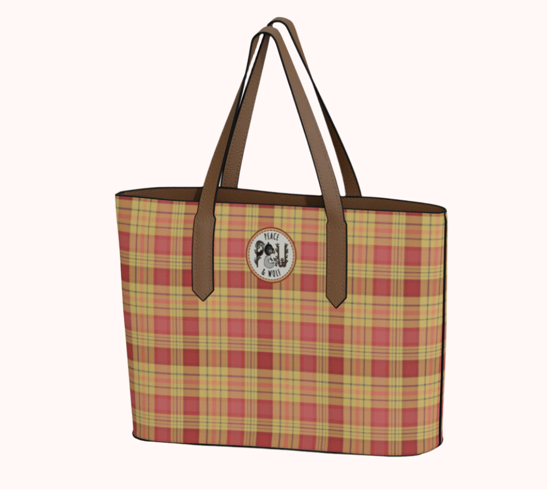 Honeybee Plaid - Vegan Leather Tote