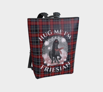 Hug Me I'm Friesian Plaid Vegan Leather Backpack