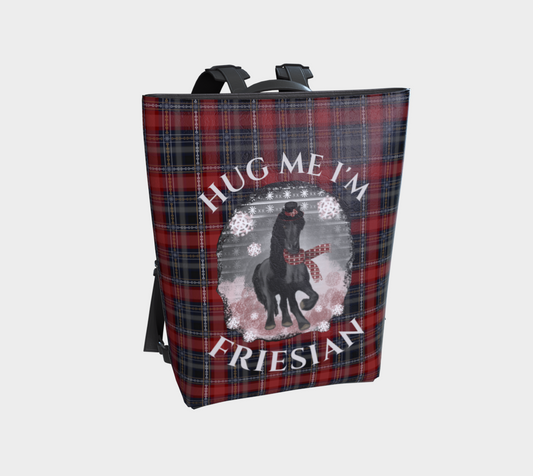 Hug Me I'm Friesian Plaid Vegan Leather Backpack
