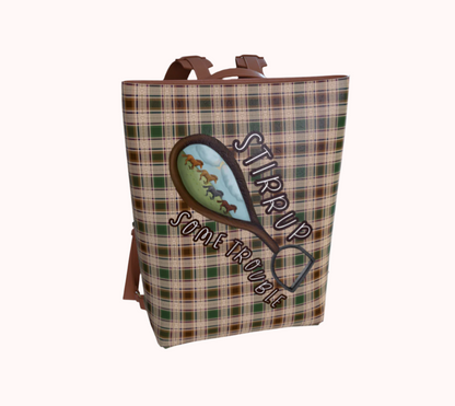 Stirrup Some Trouble - Fields of Freedom Plaid - Vegan Leather Backpack