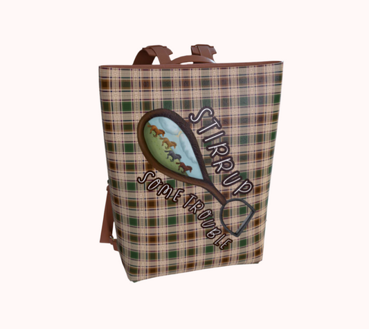 Stirrup Some Trouble - Fields of Freedom Plaid - Vegan Leather Backpack