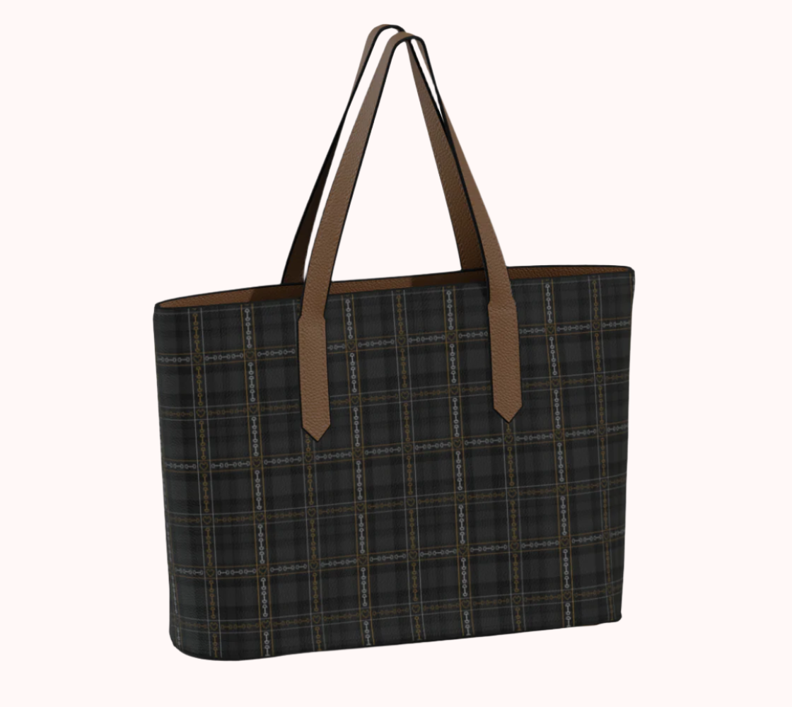 Love You to Bits Plaid Vegan Leather Tote Bag