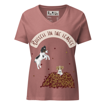 Russell in the Leaves - Women’s - Relaxed Super Soft V-neck T-shirt