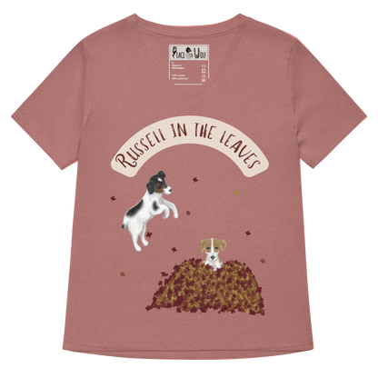 Russell in the Leaves - Women’s - Relaxed Super Soft V-neck T-shirt