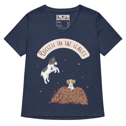 Russell in the Leaves - Women’s - Relaxed Super Soft V-neck T-shirt