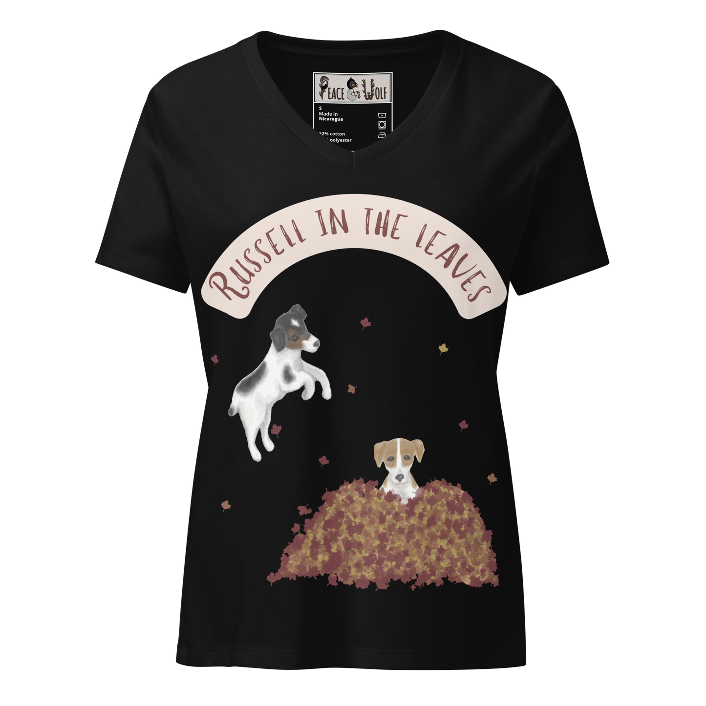 Russell in the Leaves - Women’s - Relaxed Super Soft V-neck T-shirt