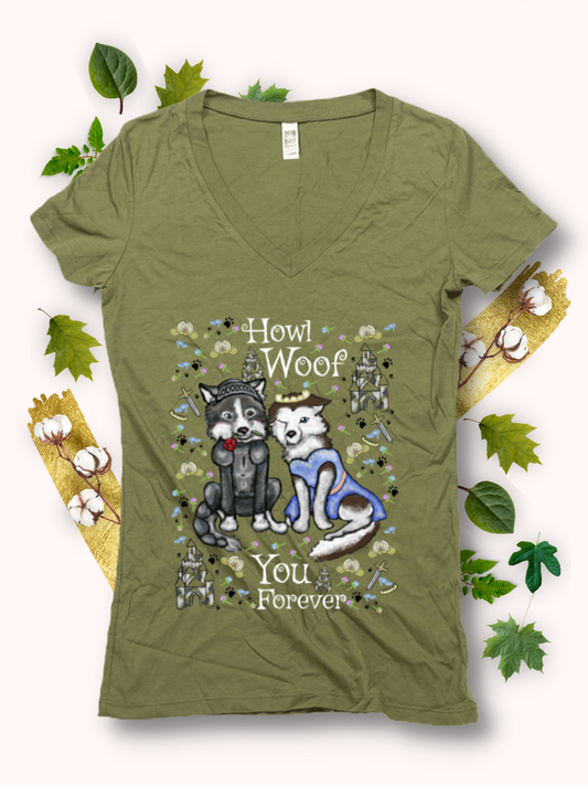 Howl Woof You - Women's - Eco-Friendly Organic & Viscose Hemp USA Made V-neck Tee